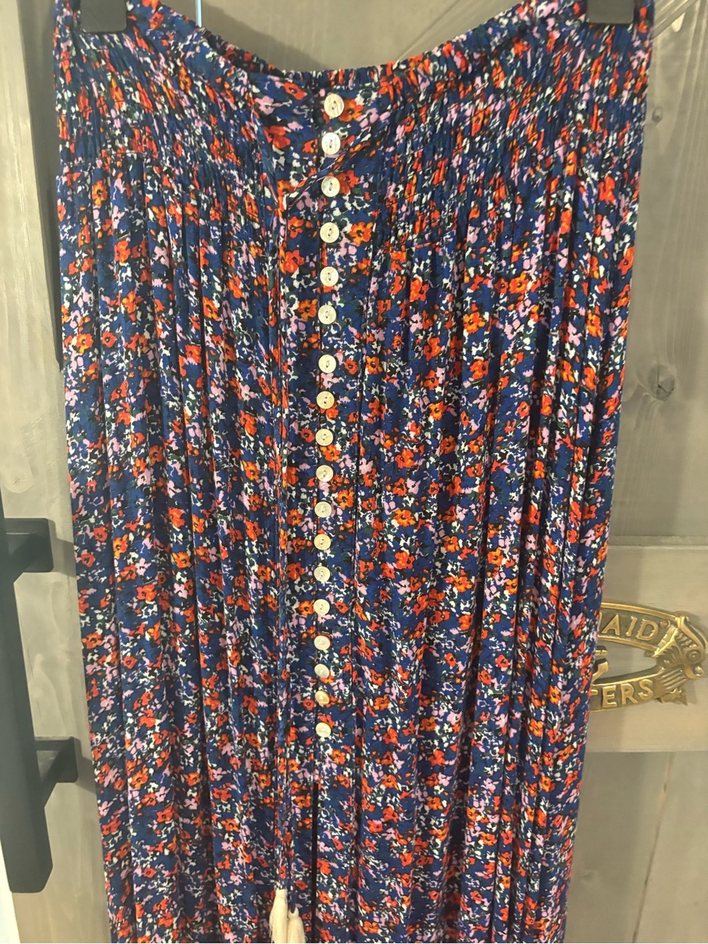 Rachel Zoe Navy Maxi Skirt with Red & Pink Floral Print
